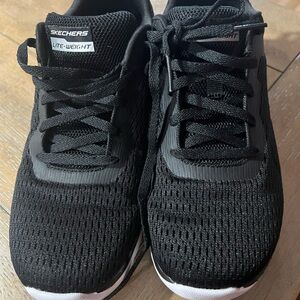 Skechers Lite Weight Ladies Black Memory Foam Athletic Shoes